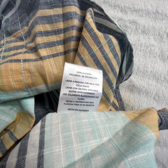 Levi's Men XL Short-Sleeve Button-Up Plaid Shirt 100% Cotton Blue/Yellow Pockets - Picture 5 of 8